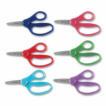 FISKARS Kids Scissors, Pointed Tip, 5in Long, 1.75in Cut Length, Straight Handles, Randomly Assorted Colors 1067052